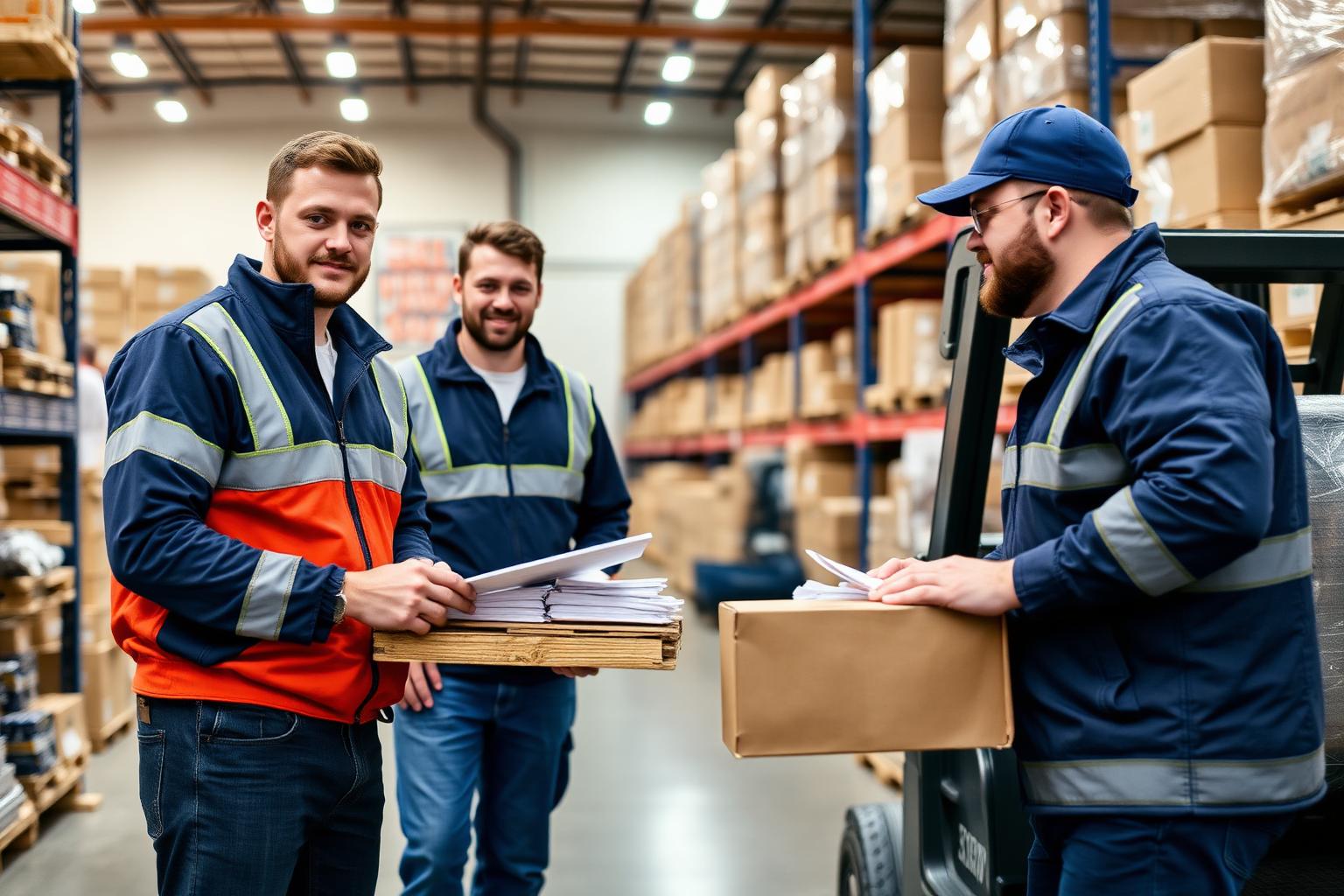 Warehouse team assisting customers with hardware inventory and logistics